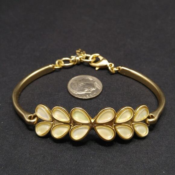 Lucky Brand Iridescent Gold Satin Bracelet, Cream Enamel, 7 Inch Adjustable - Picture 5 of 8